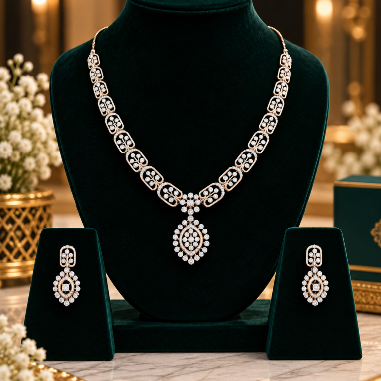 Elegant Diamond Necklace Set