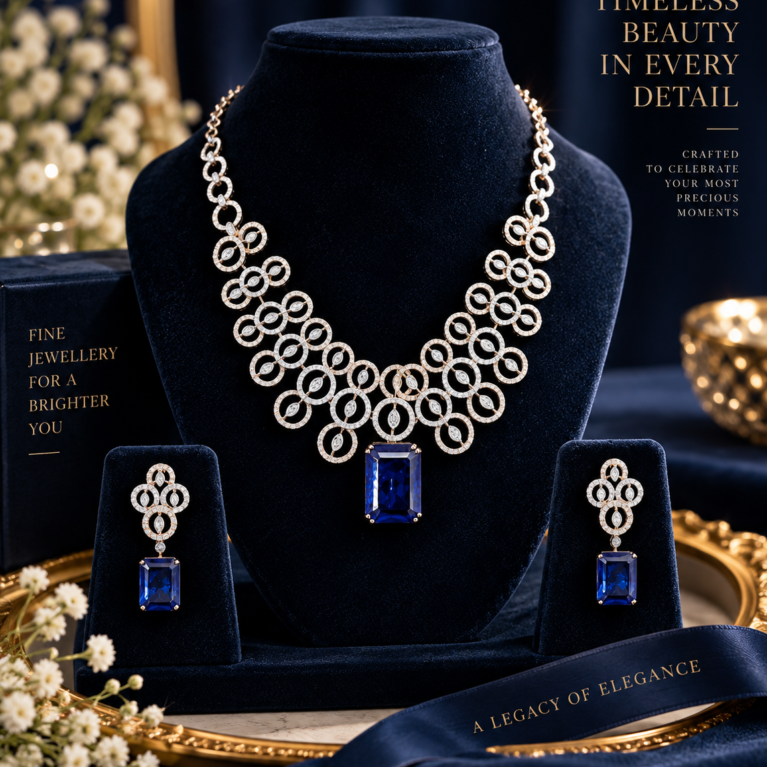 Timeless Sapphire Diamond Necklace Set