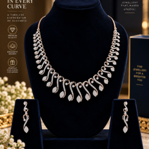 Graceful Diamond Cascade Necklace Set