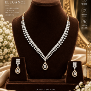 Diamond Teardrop Necklace Set