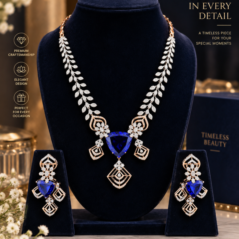 Sapphire Blue Statement Necklace Set