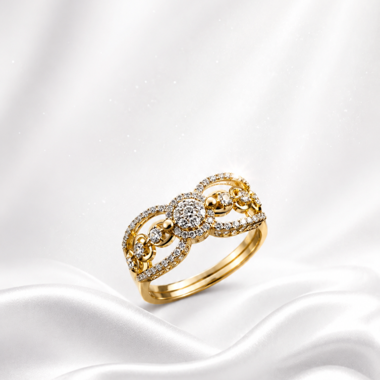 Elegant Gold-Tone Diamond Ring