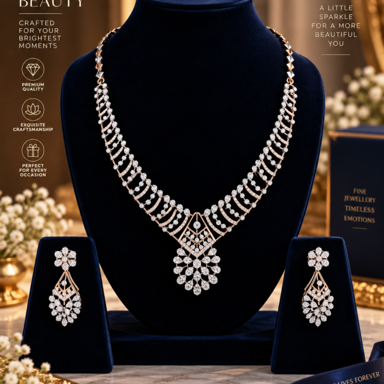 Timeless Floral Diamond Necklace Set