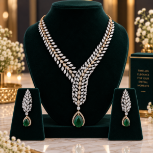 Emerald Leaf Necklace Set