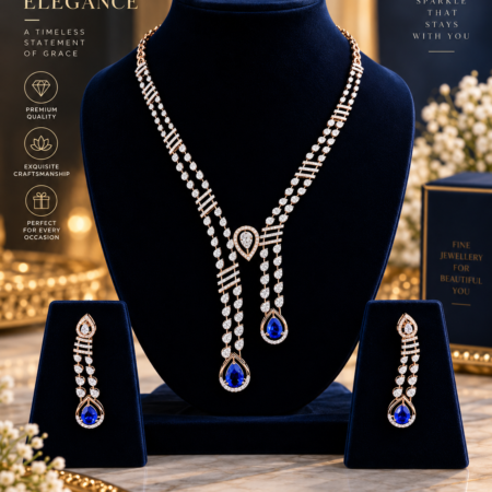 Royal Sapphire Cascade Necklace Set